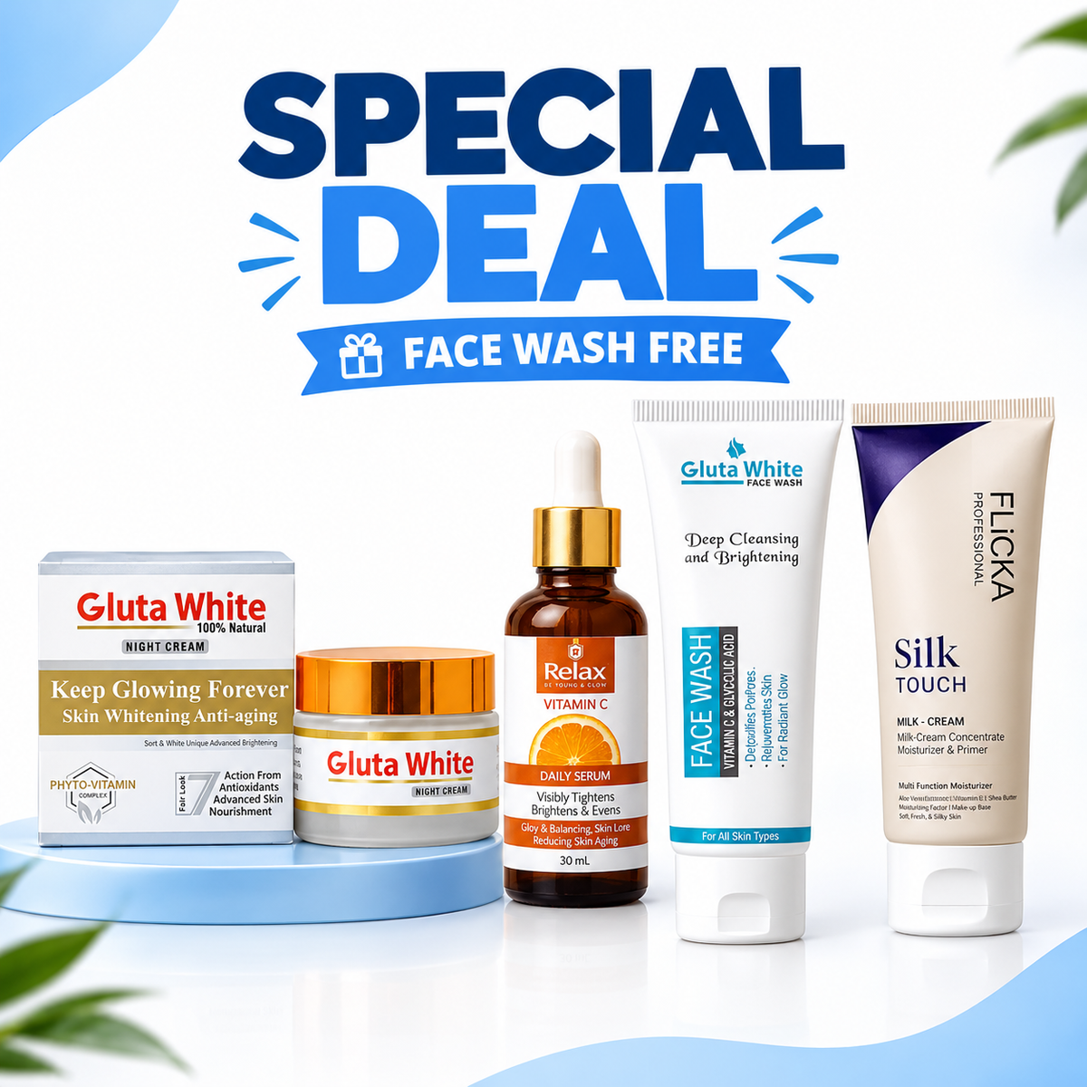 Ultra Fast Face Care Deal || Buy Deal & Get 1 Facewash FREE اگر 7 دن میں رزلٹ نہ ملے تو آپ اپنی رقم واپس لے سکتے ہیں۔